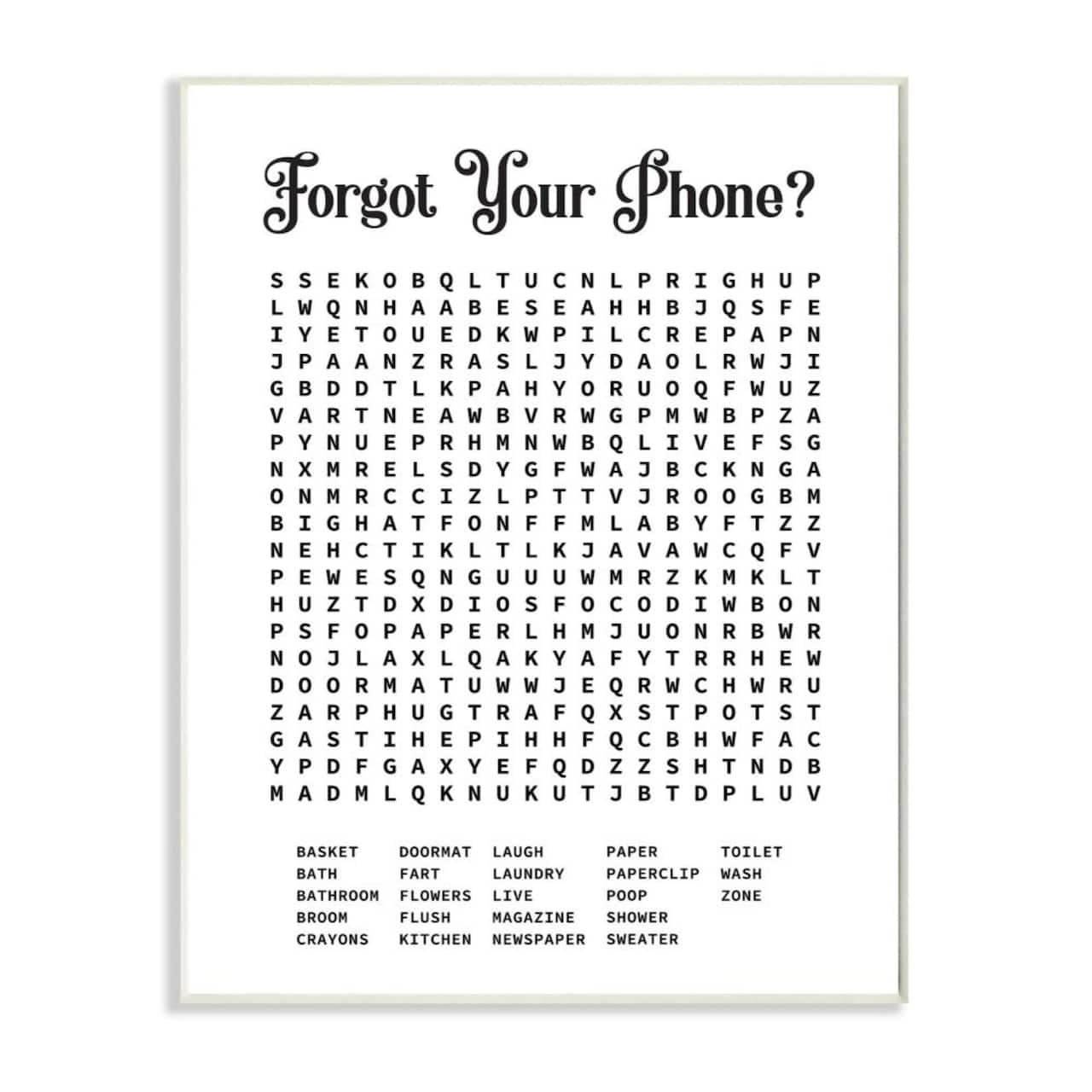 Stupell Industries Bathroom Word Search Puzzle Wooden Wall Plaque